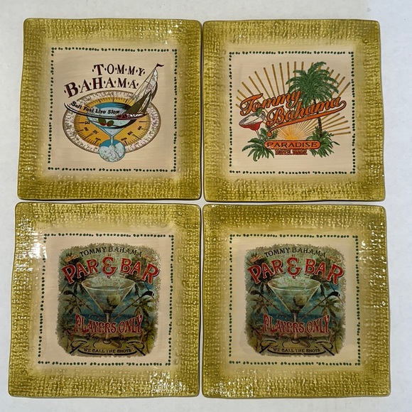 Tommy Bahama Cocktail Plates Boxed Set of 4 NEW Missing Design Has Duplicate - Picture 1 of 13